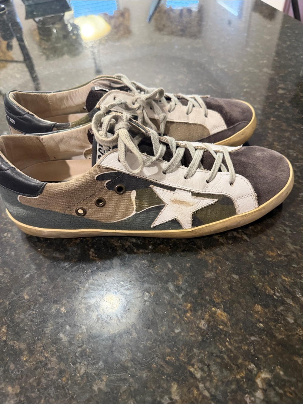 Golden Goose Suede & Canvas Sneakers in Brown and Olive Camo Size 42 - Picture 4 of 8